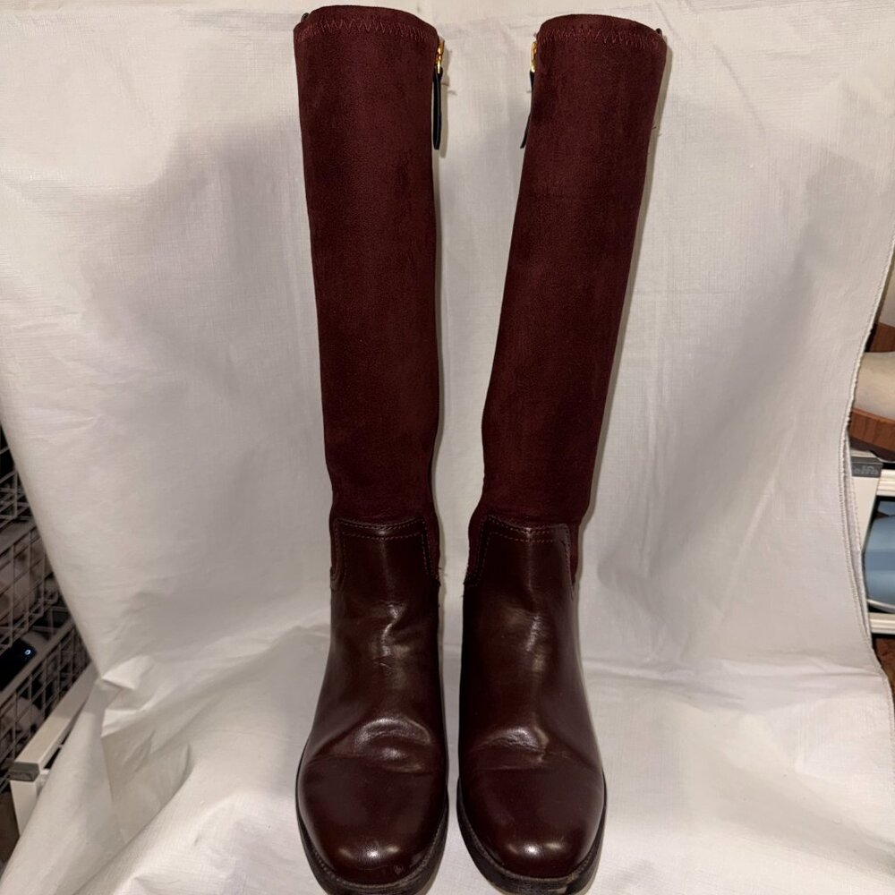 LifeStride "Merina" Burgundy Faux Suede Knee High Boots 6.5M